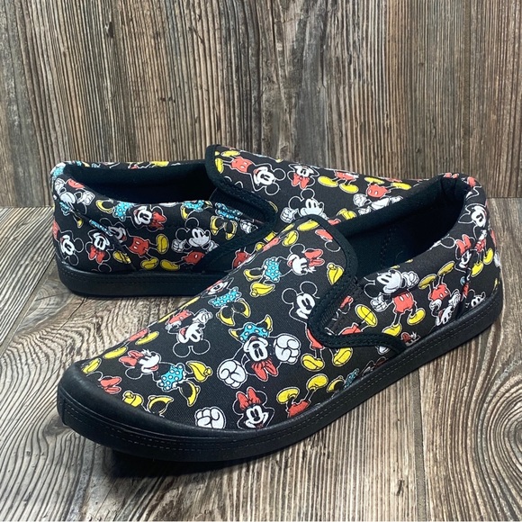 Disney Mickey and Minnie Mouse Women's Size 7 Black Canvas Slip On Sneakers - Picture 2 of 13